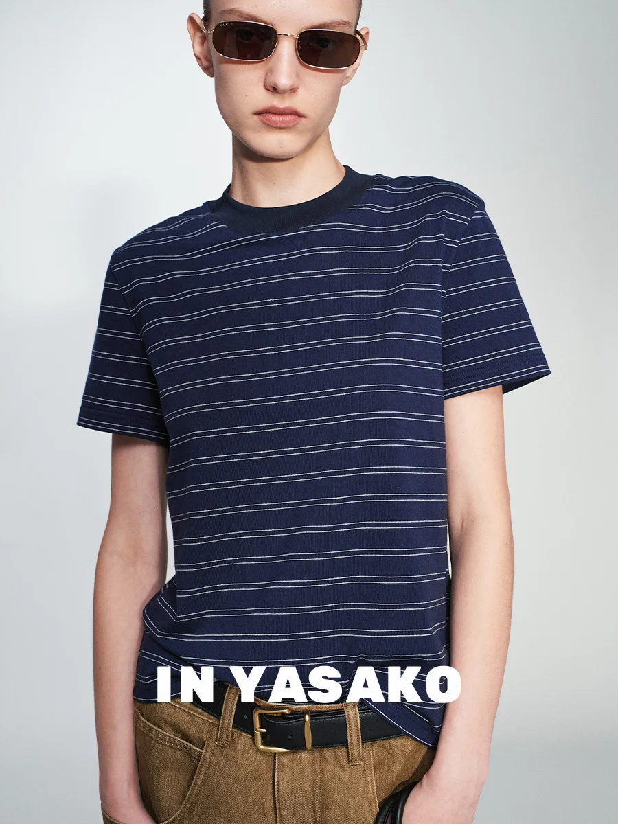 

Yasako Versatile Long Sve T-irt Small Stand Collar All Season Basic Match Any Boting Cotton Polyester Women Top