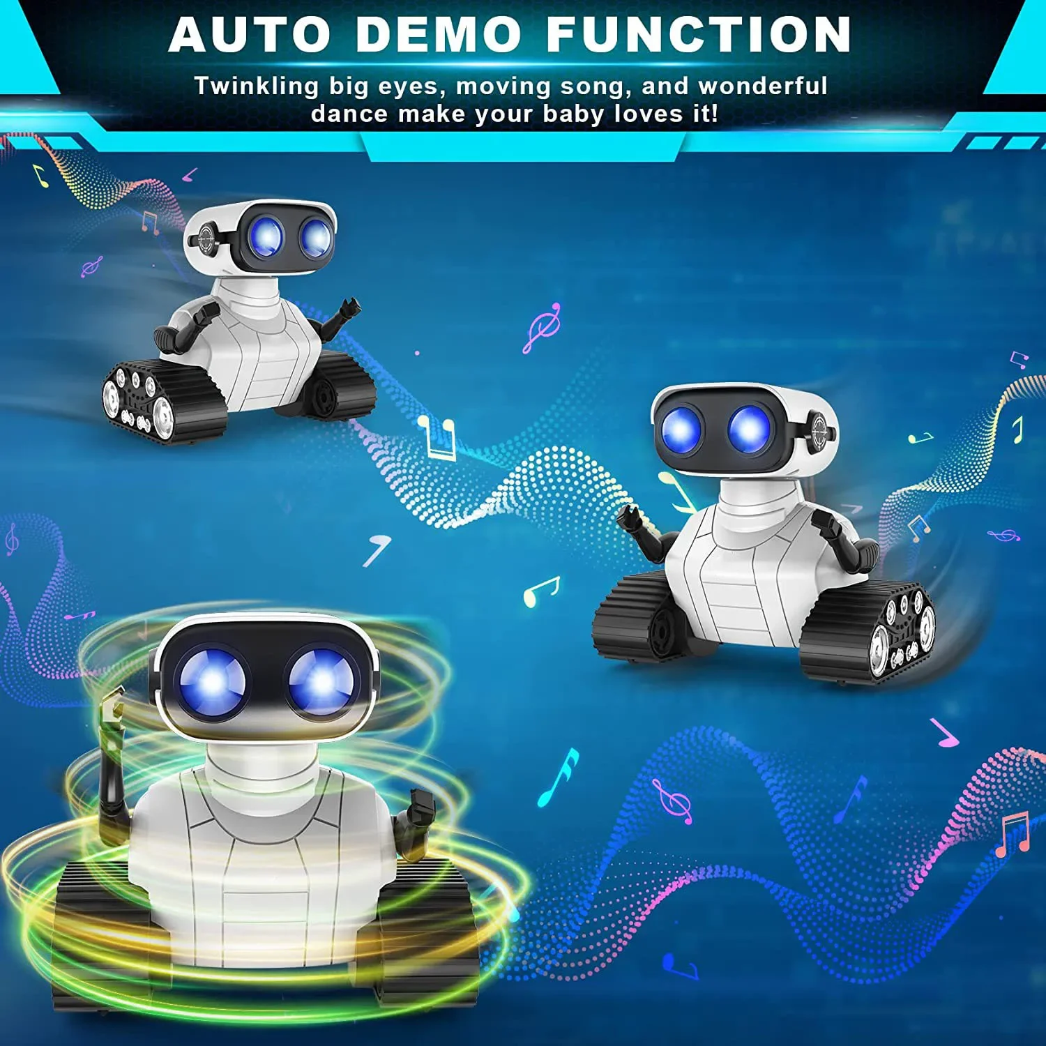 New Rechargeable Smart Robot With Music Dancing LED Eyes RC Ebo Robot Toys For Kids Remote Control Interactive Toy Children Gift