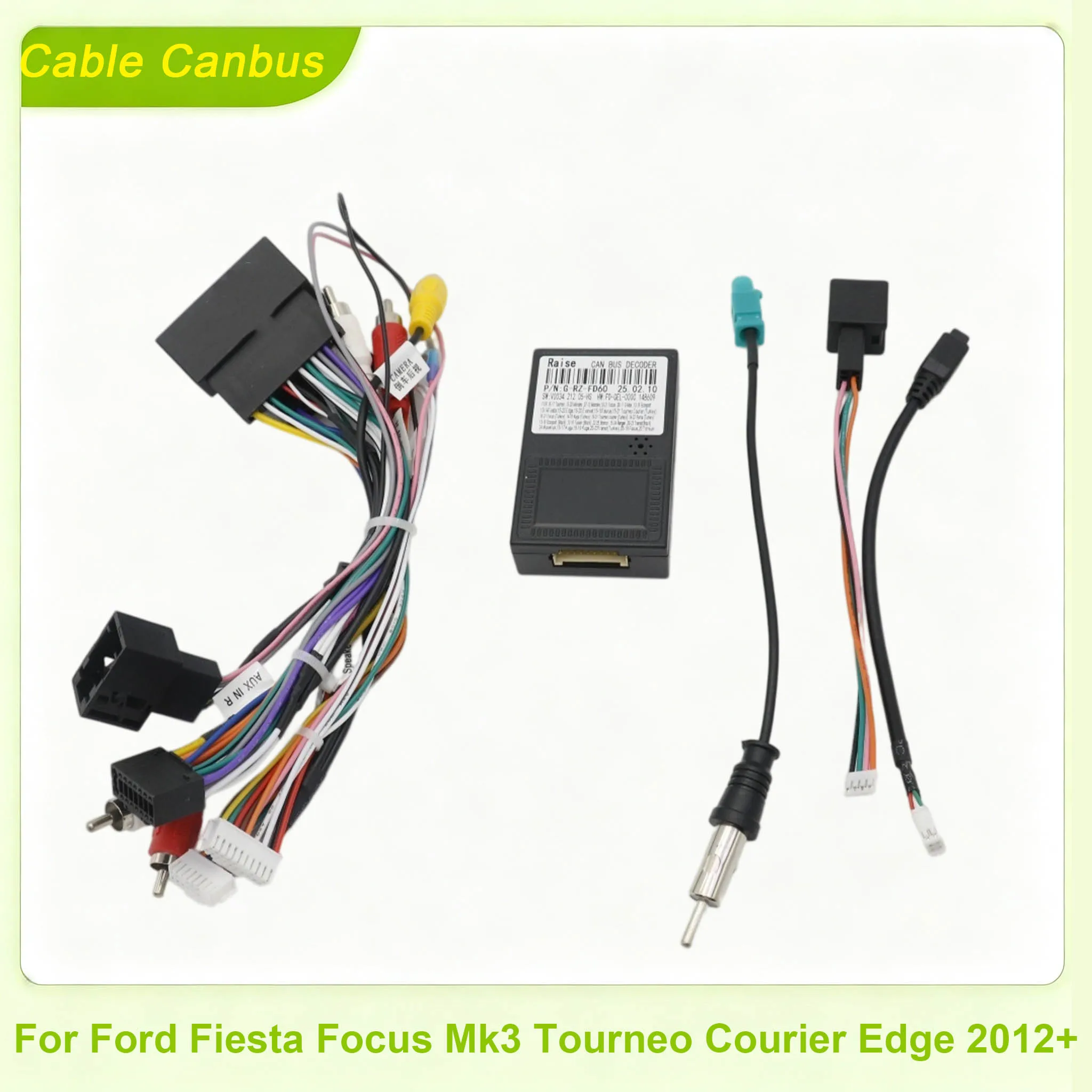 16PIN Android Wiring Harness with CANBUS Decoder for Ford Fiesta Focus Mk3 Tourneo Courier Edge 2012+