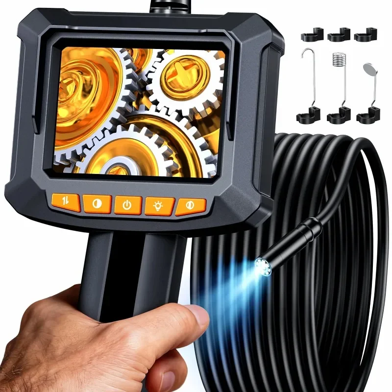 2.8inch Handheld Endoscope Camera with 8 Lights 16.4ft Semi-Rigid Snake Inspection Camera for Automotive,Sewer,HVAC, IP67