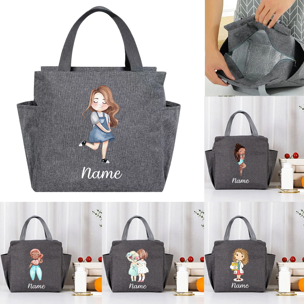 Custom Name Lunch Bag Insulated Large Tote Bag for Work Personalized Gift for Halloween/Christmas Insulated Thermal Food Bags