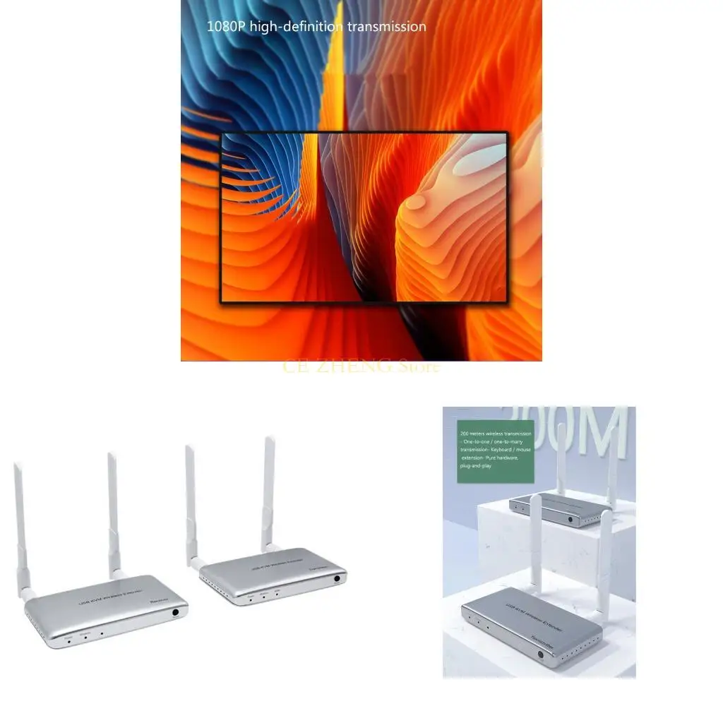 

E56B Energy Efficient Wireless Hdmis KVM Extender 200M Transmission USB KVM Transmitter Receiver HDCP1.3 1920x1080P Resolution