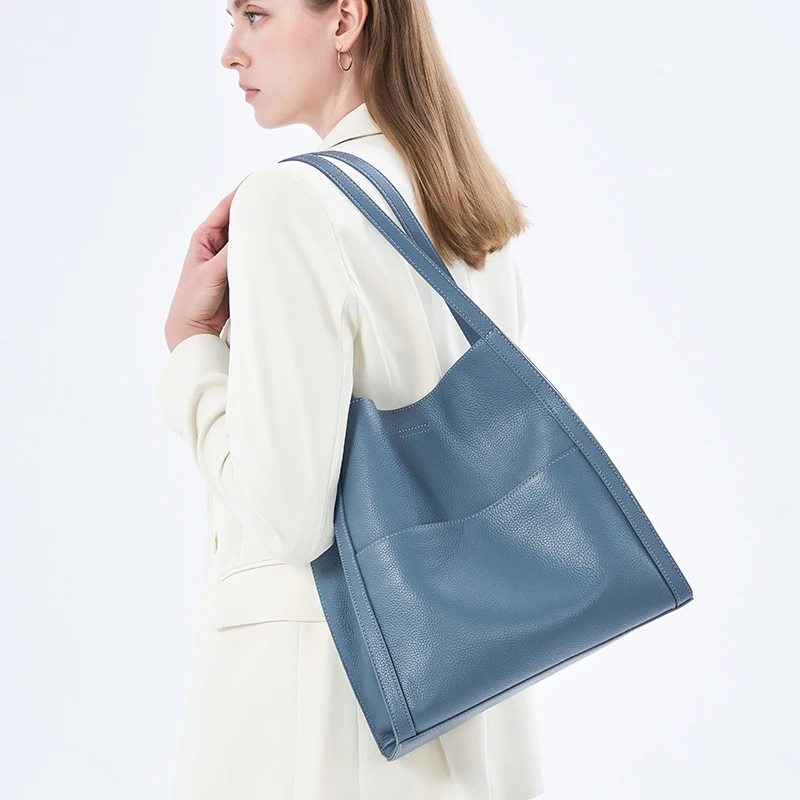 

Ladies Fashion Designer Shoulder Bags Women's Cow Genuine Leather Large Tote Bag Female Luxury Commuter Retro Cowhide Handbags