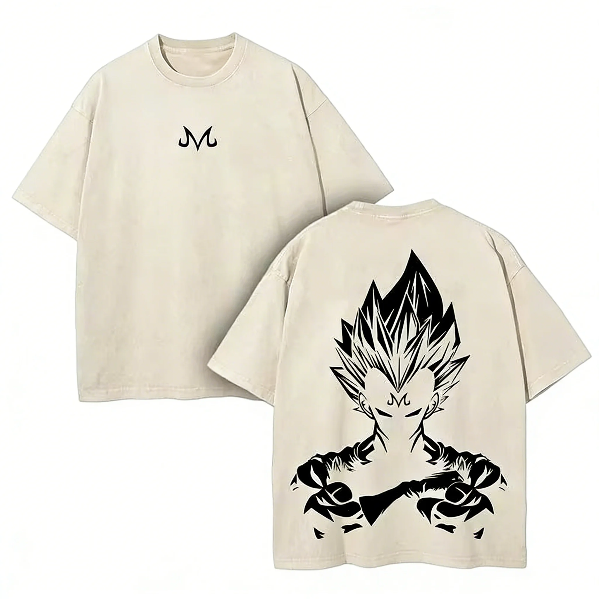 Anime Dragon Ball Cosplay Vintage Washed T-Shirt Baumwolle Kurzarm Lose Lässige Sport Fitness T-Shirt Herren Harajuku Kleidung