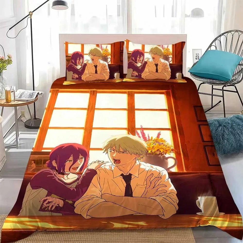 Anime C-Chainsaws Man Makima Cushion Cover Natural Single-Sided Printing Bedding Set Home Decor Gift Pillow Case
