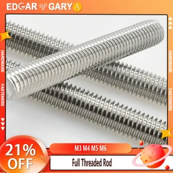 M3 M4 M5 M6 Length 20mm 60mm 150mm 200mm 500mm 304 Stainless Steel Full Threaded Rod Fully Metric Thread Rods Screws Bolt Stud