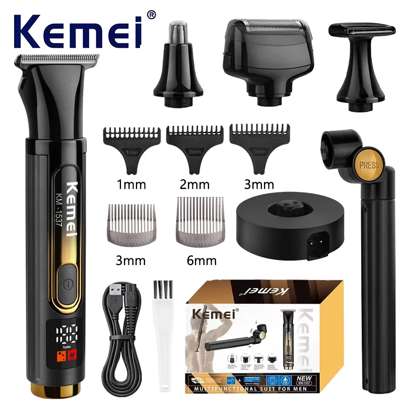 

Kemei KM-1537 Professional Electric Self-Service Back Shaver Super Long Handle Back Shaver Nose Hair Trimmer for Men Clippers