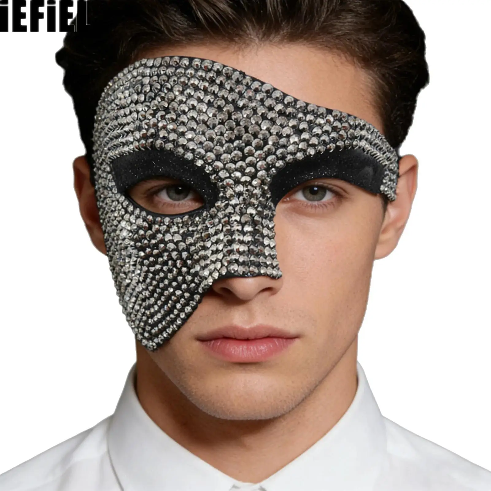 

Masquerade Dance Party Mask Rhinestone-embellished Half-face Eagle-beak Fashion Eye Mask for Vintage Venetian Halloween