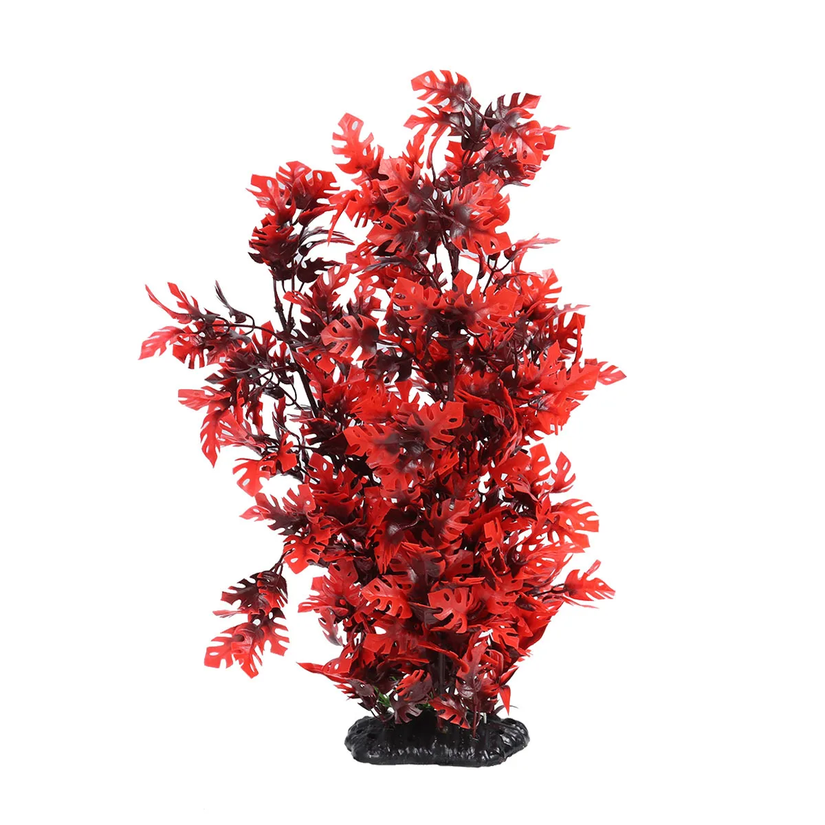 

40Cm Artificial Red Leaf Fake Plants For Aquarium Fish Tank Decorations Plastic Plants No Toxic Steady Base Suitable Fresh Salt