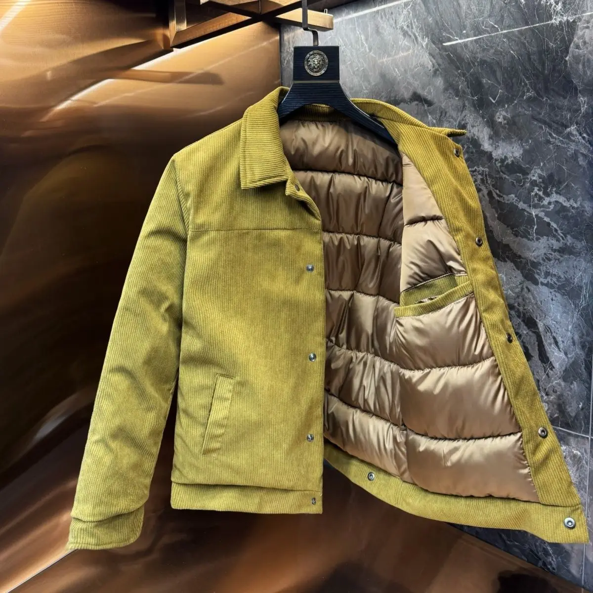 

2024 new jacket slim lapel autumn autumn and winter casual business warm versatile men's thickened cotton-padded clothes