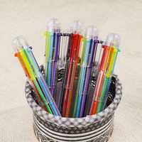 50 Pack Multicolor Ballpoint Fun Pens 0.5mm 6-in-1 Rainbow Retractable Pens Kids Office School Classroom Supplies Students Gift