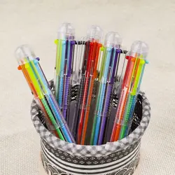 50 Pack Multicolor Ballpoint Fun Pens 0.5mm 6-in-1 Rainbow Retractable Pens Kids Office School Classroom Supplies Students Gift