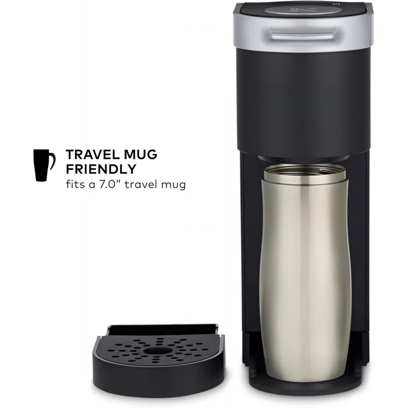 ماكينة صنع القهوة K-Mini Single Service K-Cup Pod، مقاس 6 إلى 12 أونصة، مع مساحة تخزين سلكية، مثالية للمساحات الصغيرة، أسود