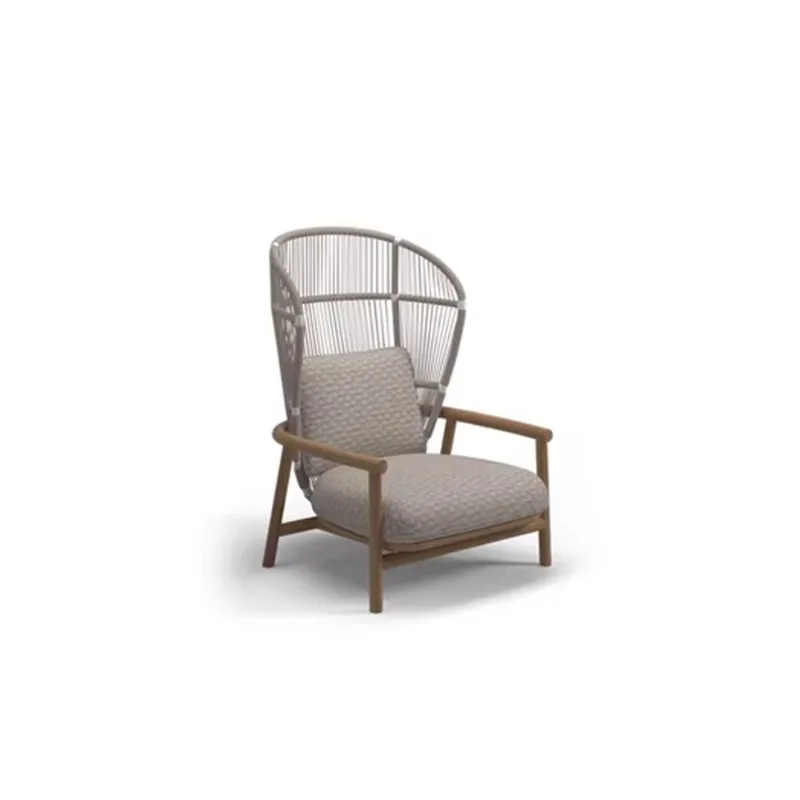

Nordic outdoor rattan solid wood sofa, single leisure rattan chair, courtyard garden balcony hotel bed and breakfast chair