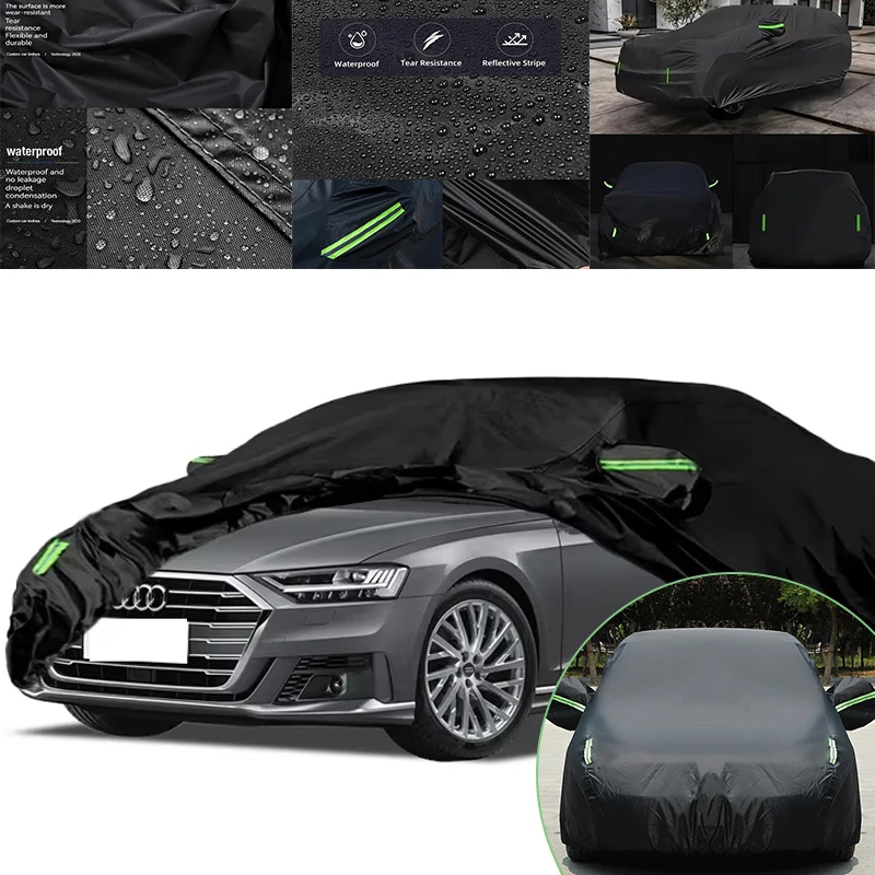 

Full Car Cover for Audi A8 Outdoor Windproof Waterproof Dust Resistant Sun UV Protection with Reflective Strips