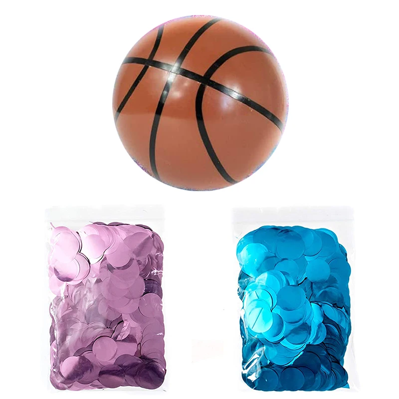 Gender Reveal Powder Basketball with Blue & Pink Exploding Sequins Kit Baby Boys Girls Ultimate Party Gift Decorations Supplies