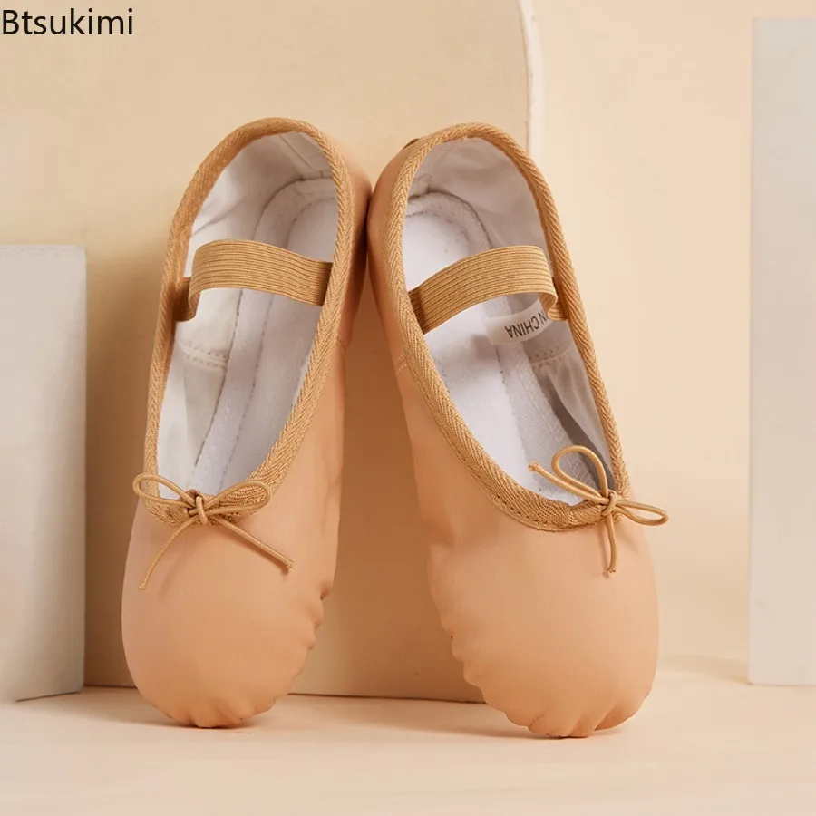 New PU Ballet Shoes for Toddler Girls Children Dance Shoe Leather Ballet Flats Kids Soft Sole Gymnastics Shoes Dancing Slippers