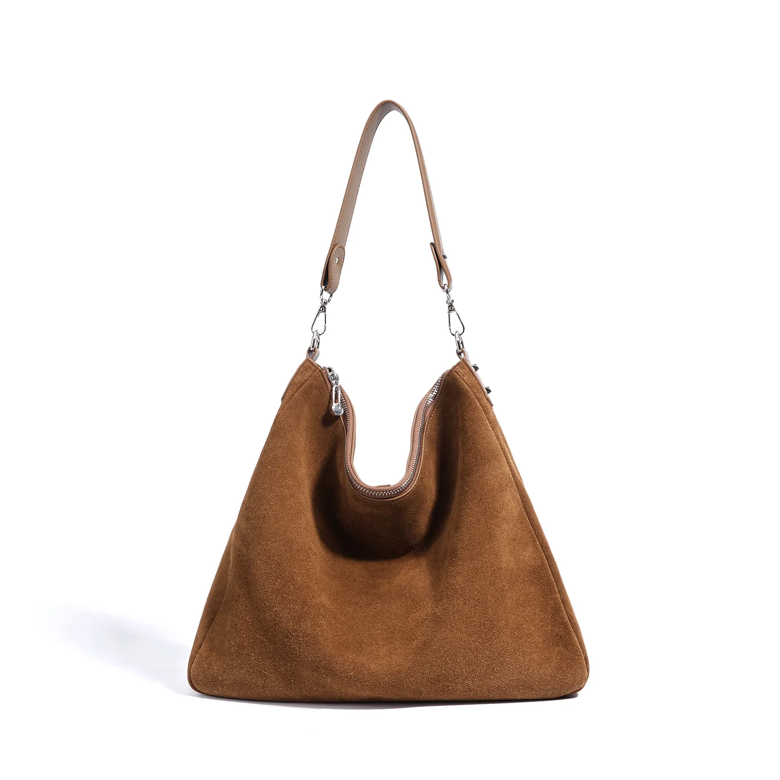 

Suede Brown Women's Shoulder Bag 2025 New Niche Design Frosted Cowhide Large Capacity Vintage Fashion One-Shoulder Tote Bag