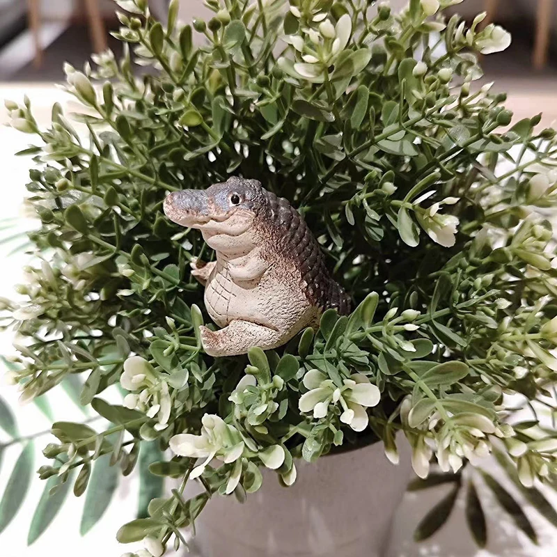 Alligator Baby Statue Ornament Resin Animal Sculpture For Cute Mini Alligator Indoor Garden Animals Crocodile Figurine