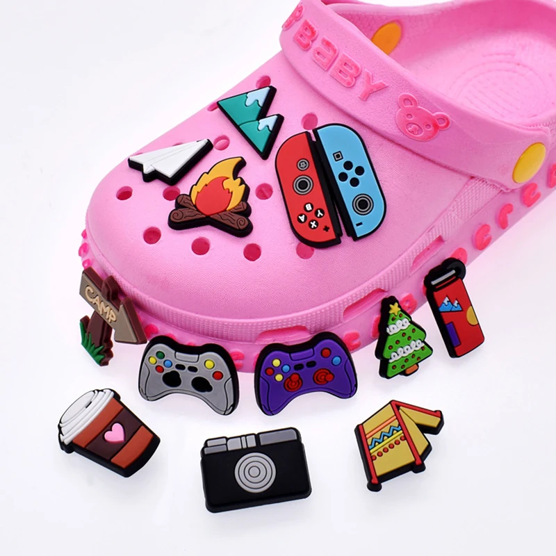 1pcs PVC Camp Accessories for Crocs Charms Men Badge Women Clogs Buckle Kids Pins Shoe Decoration Jeans Party Favors