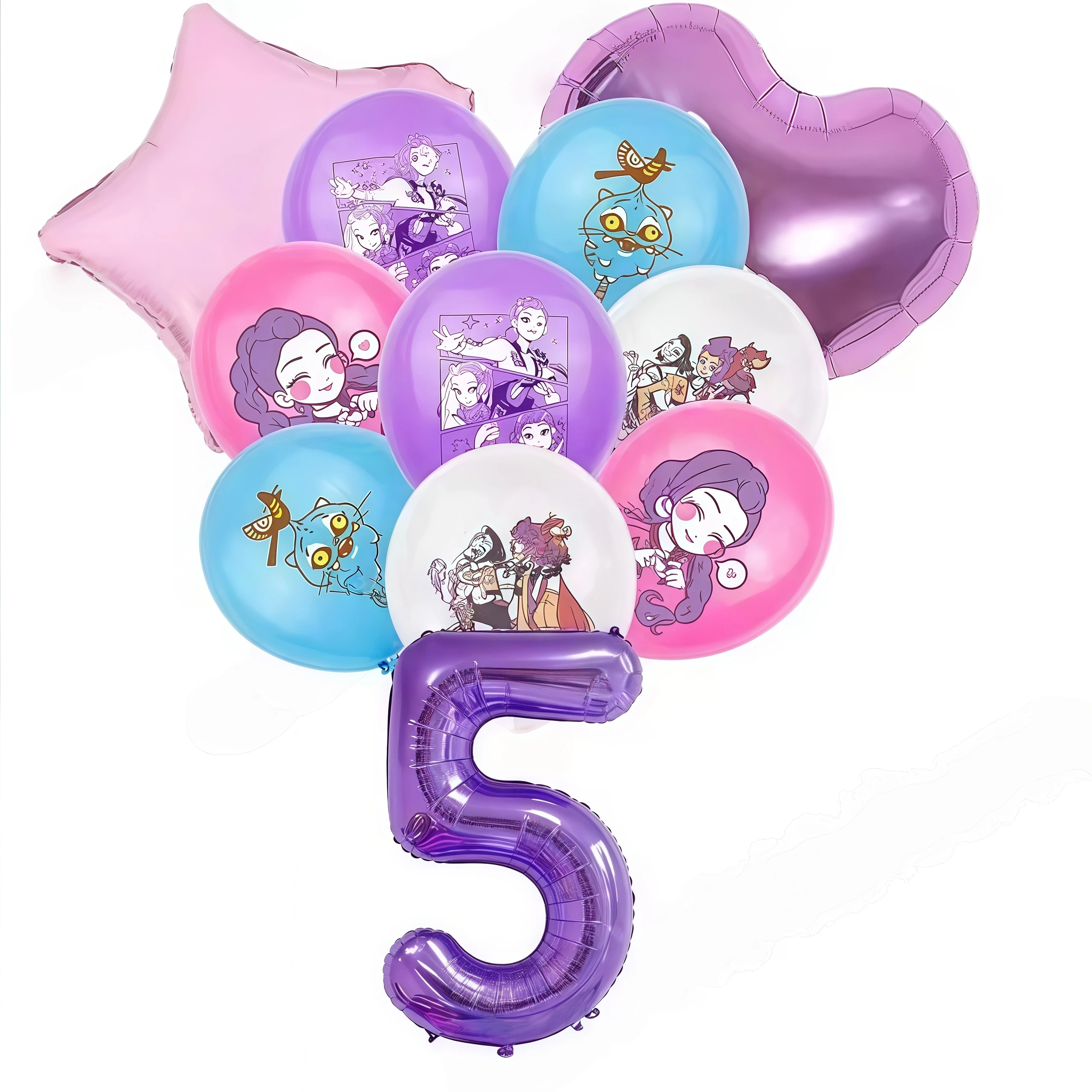 Kpop شيطان الصيادين عيد ميلاد بالون الديكور مجموعة أنيمي الموسيقى فتاة العلم سحب كعكة توبر طفل لوازم الحفلات هدية لصالح ديكور