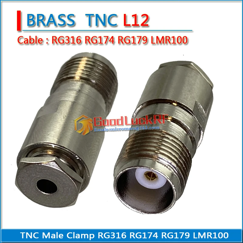 

L12 TNC Female Clamp LMR100 RG316 RG174 RG179 Cable plug Brass Straight RF Connector Adapter