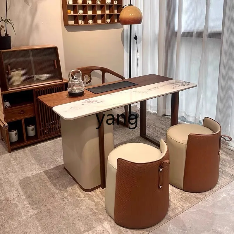 LMM Modern Minimalist Small Apartment Living Room New Chinese Style Black Walnut Tea Table