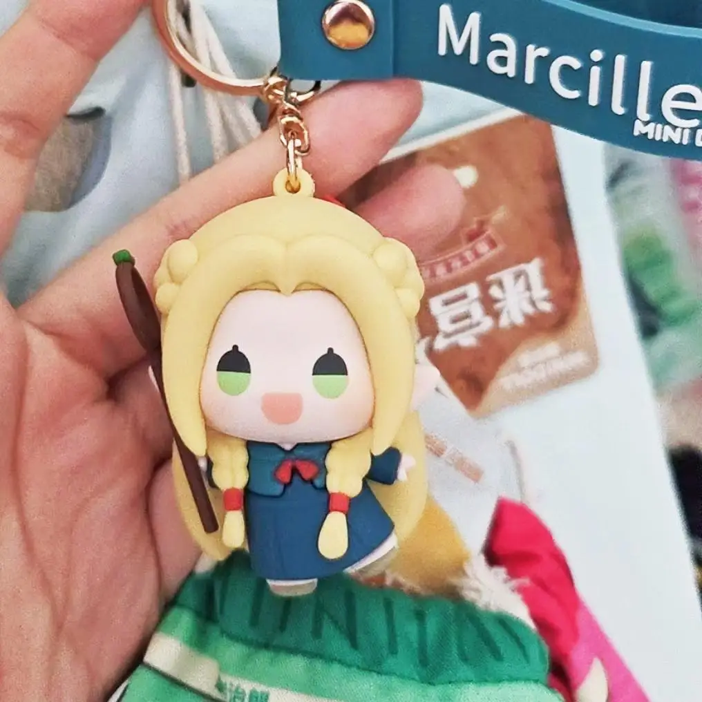 

Original Delicious In Dungeon Marcille Action Figures Finger Puppet Key Chain Anime Character Pendant Collectible Figure