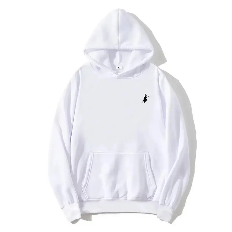 2026 Herbst Winter Herren Bestickter Polo Hoodie mit Pferde-Logo, Einfarbiger Lässiger Pullover mit Kapuze, Alltägliche Streetwear-Oberteile – Detail 3