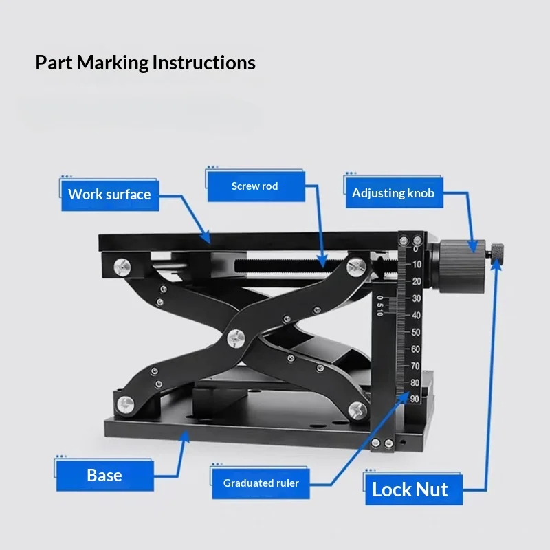 High Precise Z axis Manual Optical Lab Jack Elevator HTZ120 60mm Travel Sliding Lifting Platform Linear Guide