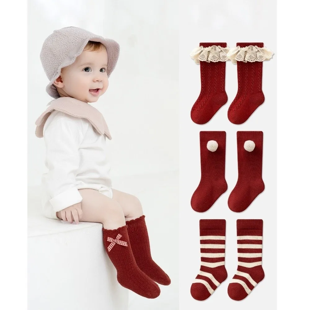 

New Red Compression Stocking Breathable Sweat-absorbing Leg Warmers New Year Socks Kids