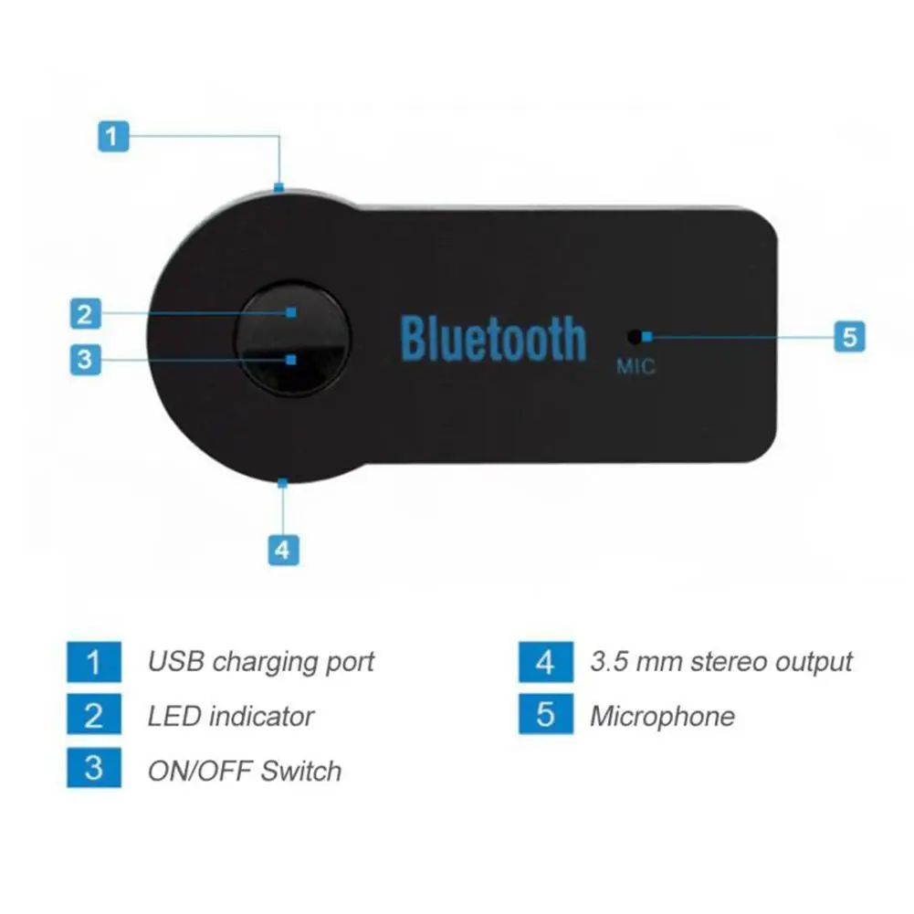 2 In 1 Wireless Bluetooth 5.0 Transceiver Adapter 3.5mm Car Music Audio AUX Car Bluetooth Receiver Bluetooth Adapter for PC