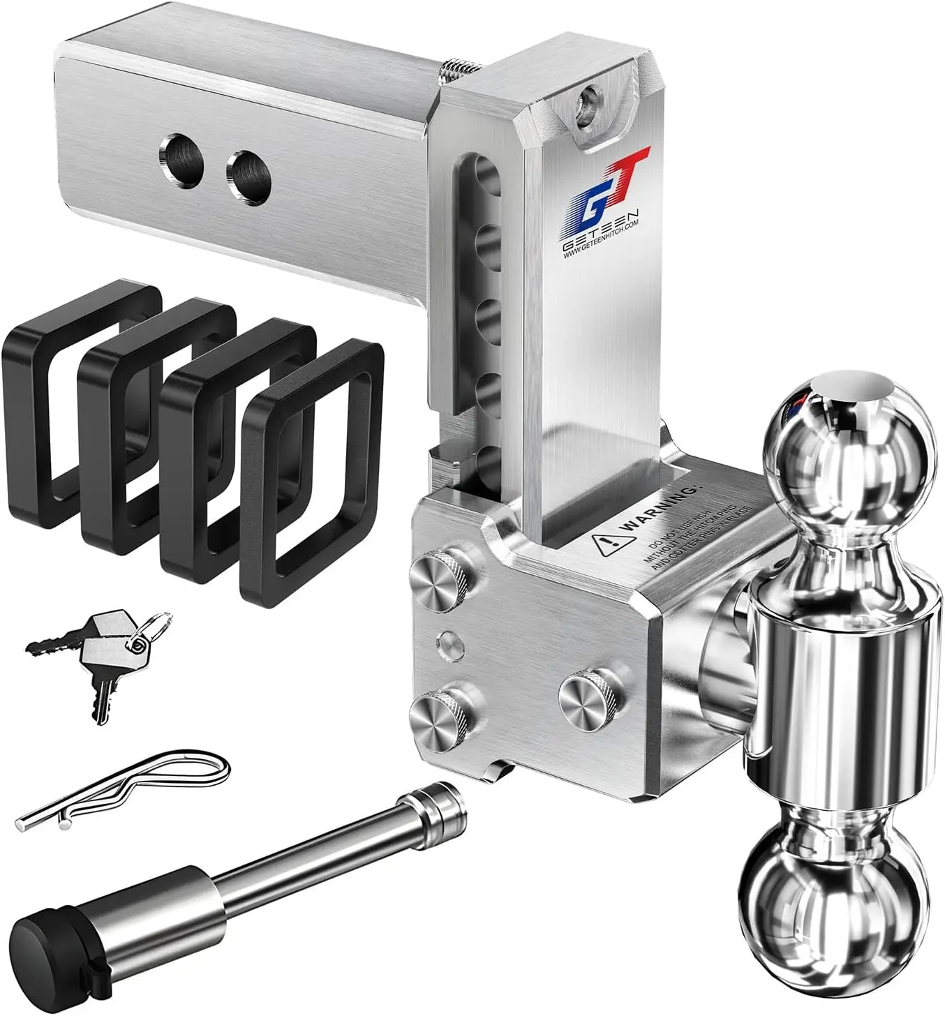 

Регулируемое шаровое крепление для сцепного устройства прицепа — подходит для приемника 2,0 дюйма, двойной шарик 2 x 2-5/16 дюймов (10 000 GTW), сверхмощный алюминий с падением и подъемом 5 дюймов