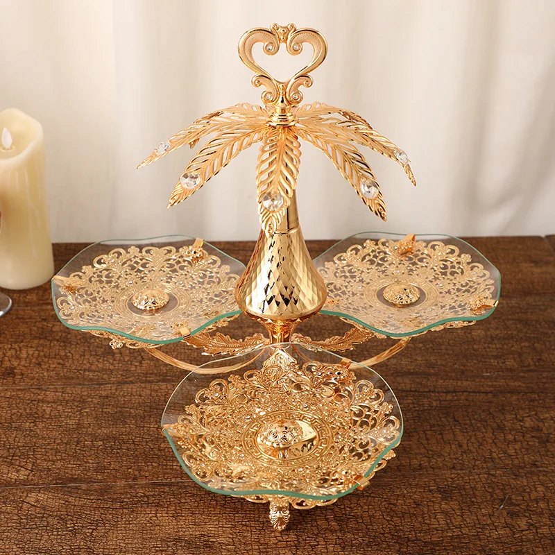 European-style hotel portable fruit plate exquisite split fruit plate golden pattern fruit plate modern home decoration