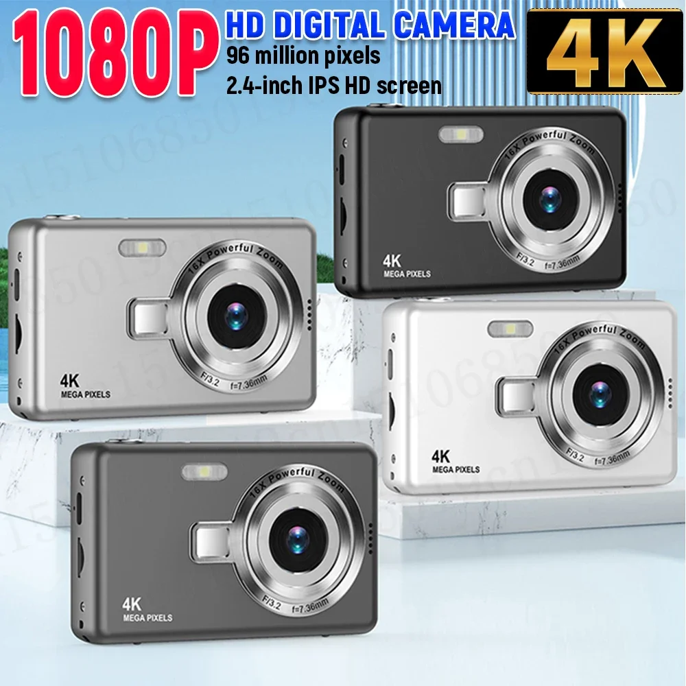 4K HD 1080P Digital Camera 96MP Autofocus Vlogging Camera 16X Zoom Video Camcorder 2.4 Inch IPS Screen for Photography and Video