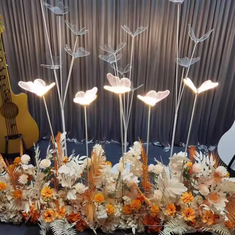 Whole Set Wedding Acrylic Luminescent Brushed Butterfly Road Guide Stage Decoration Banquet Living Room Scene Decoration Props