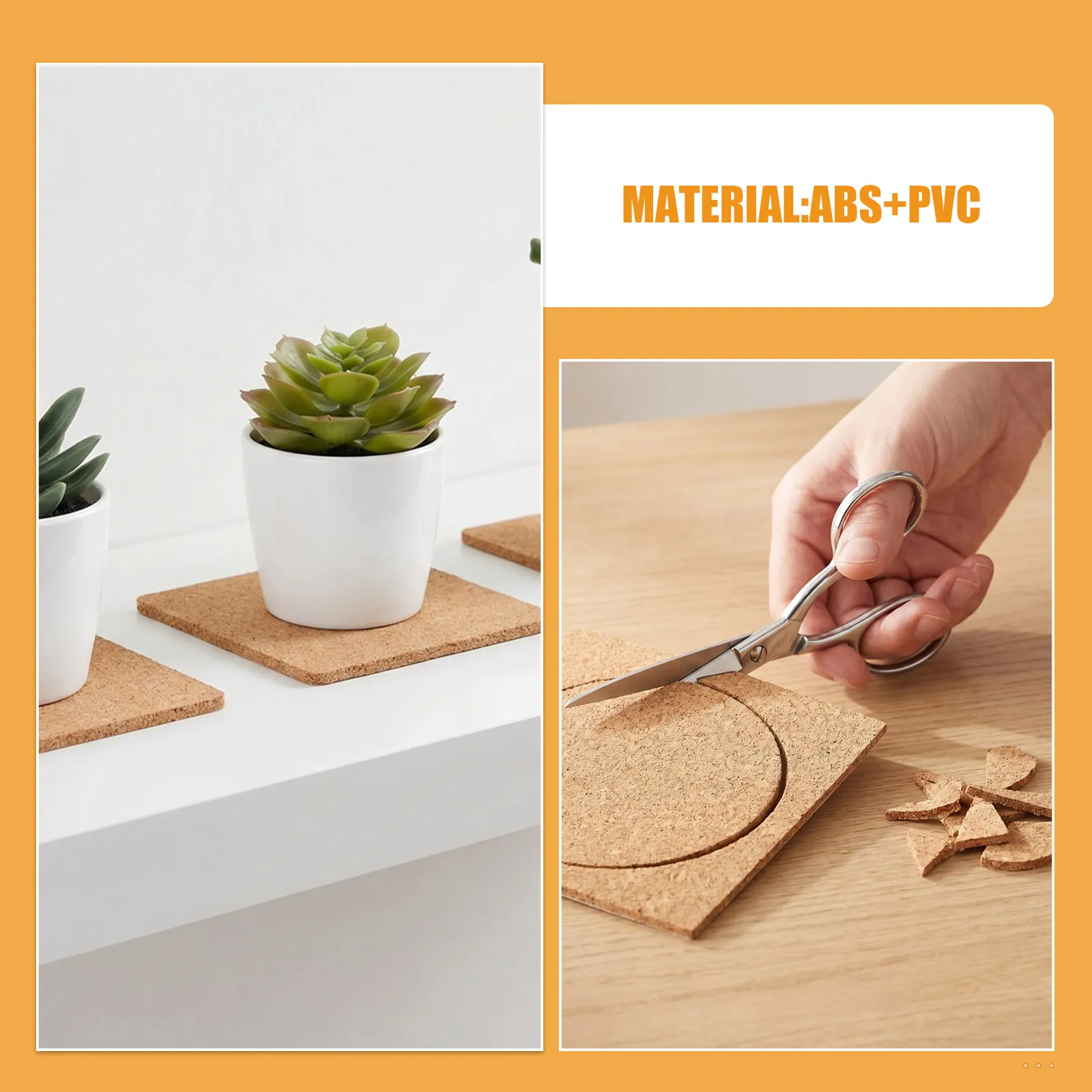 60Pcs Cork Mat Squares 3.94 Inch Self Adhesive Cork Sheets Cuttable Peel Stick for Furniture Pads Crafts Photo Board