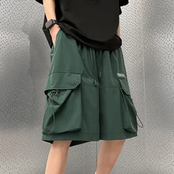 2023 japanische Vintage Baggy Cargo Shorts für Männer Multi-Pocket Kordel zug y2k kurze Hosen lässig Streetwear Bermudas Masculina