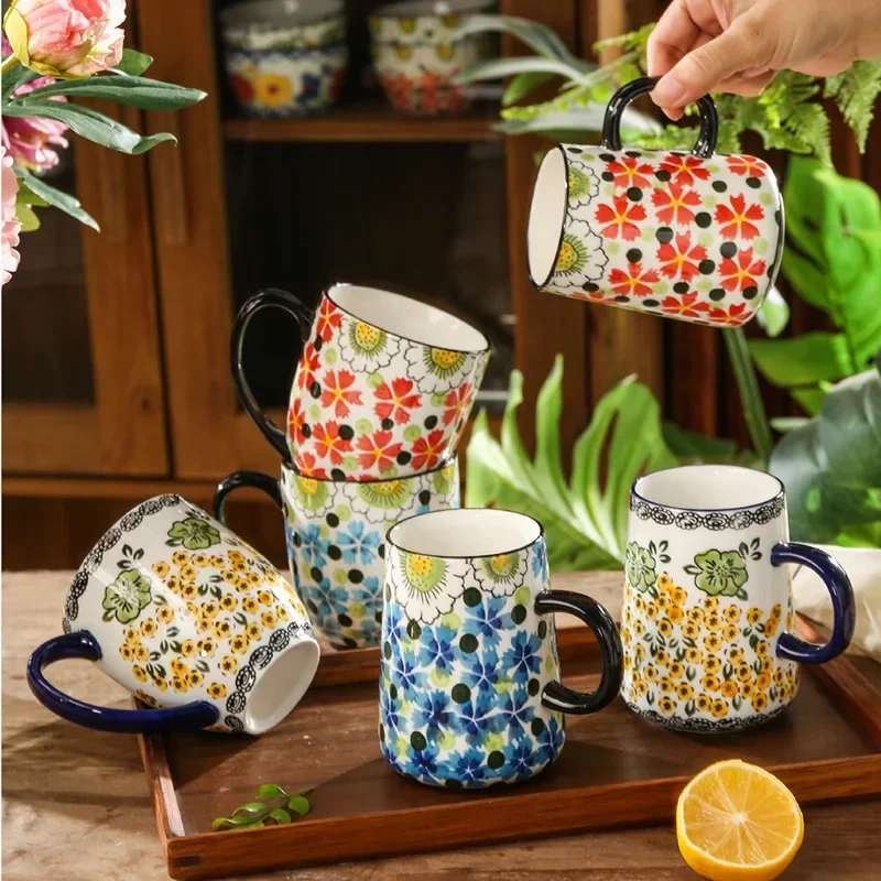 Retro Hand-painted Blue Berry Mug Ceramic Cup Coffee Cup Niche Original Innovative Chinese Milk Cups L9E3G9