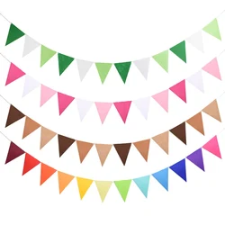 12 Flags Multicolor Felt Cloth Garland Pennant Bunting Banner for Wedding Party Baby Shower Wall Hanging Garland Decor Supply 8z