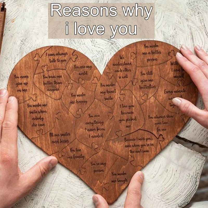 

Reasons Why I Love You Wooden Heart Puzzle Romantic Love Jigsaw Puzzle Wedding Anniversary For Wife Husband Birthday Gifts