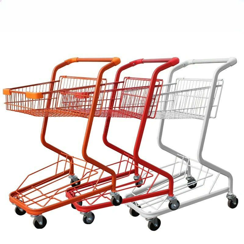 Double Shopping Cart Doll Clip Machine Pet Snack Shop Yellow Orange Pink Metal