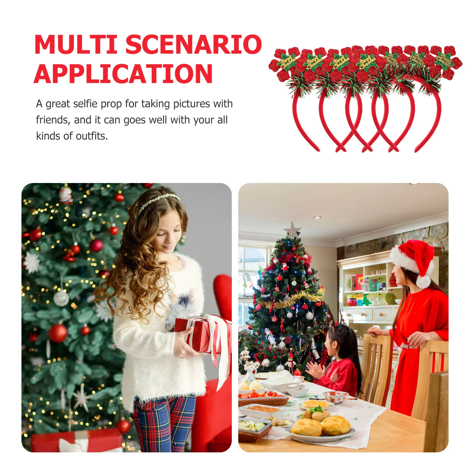 

4Pcs Snowflake Hair Hoops Christmas Headbands Soft Comfortable Fit for Kids Adults Party Hair Bands Party Headwear