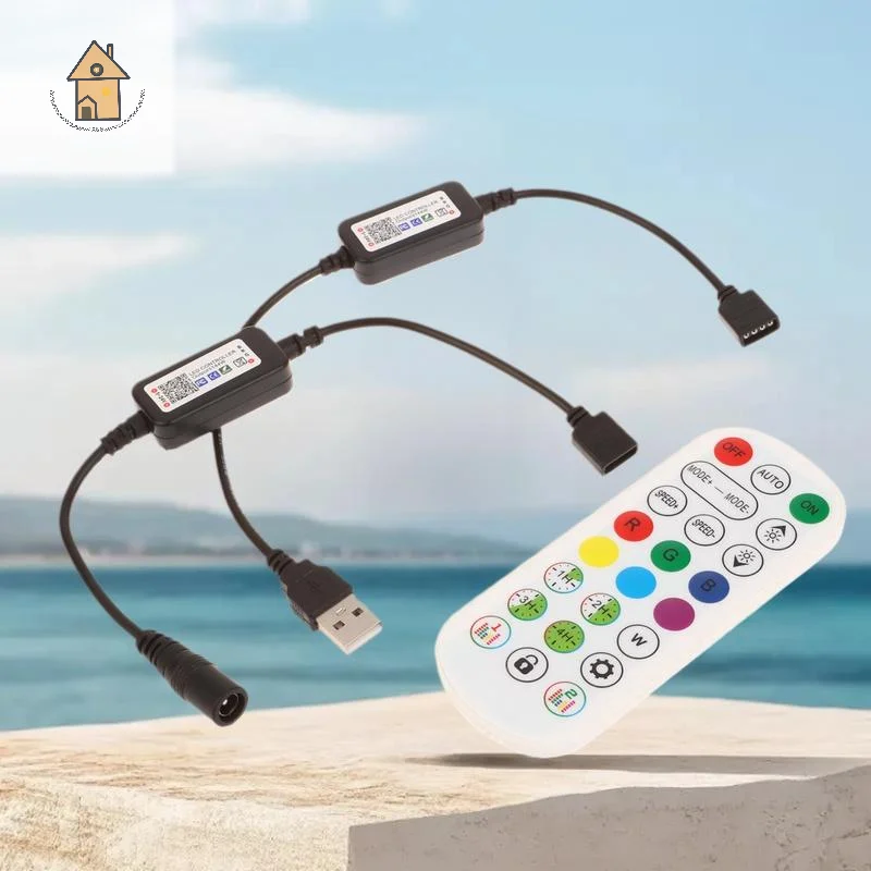 

USB DC 5V-24V Compatible RGB LED Strip Light Connector Set with Bluetooth Controller