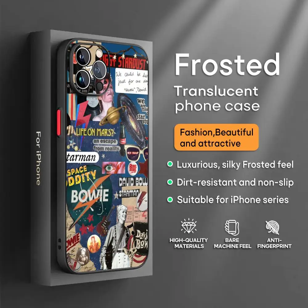 Singer David Bowies Phone Case For iPhone 17 16 e 15 14 13 12 11 XS Plus Mini Pro Max Drop-proof Frosted Translucent