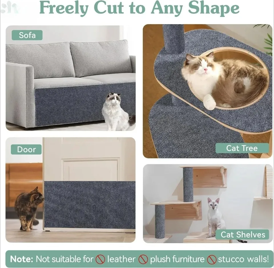 Zuschneidbarer selbstklebender Teppich für Katzen, Kratzbrettwand, Anti-Katzen-Kratzbrett, Sofa, DIY-Katzen-Kratzbrett, Sofa-Schutz, Pfoten schärfen – Detail 1