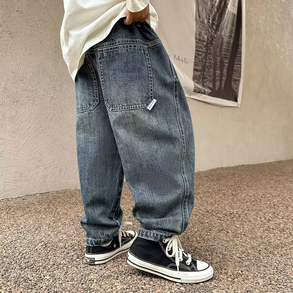 Boys\' jeans Spring new Kids loose pants denim children\'s handsome autumn pants 3 5 7 8 9 Years