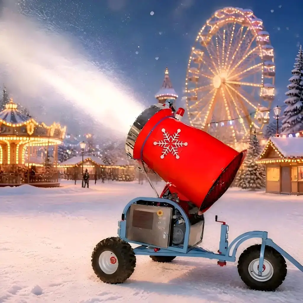Large Output 120m Range Mobile Ski Resort Outdoor Artificial Snow Production Making Machine Cannon Fan Generator Shed