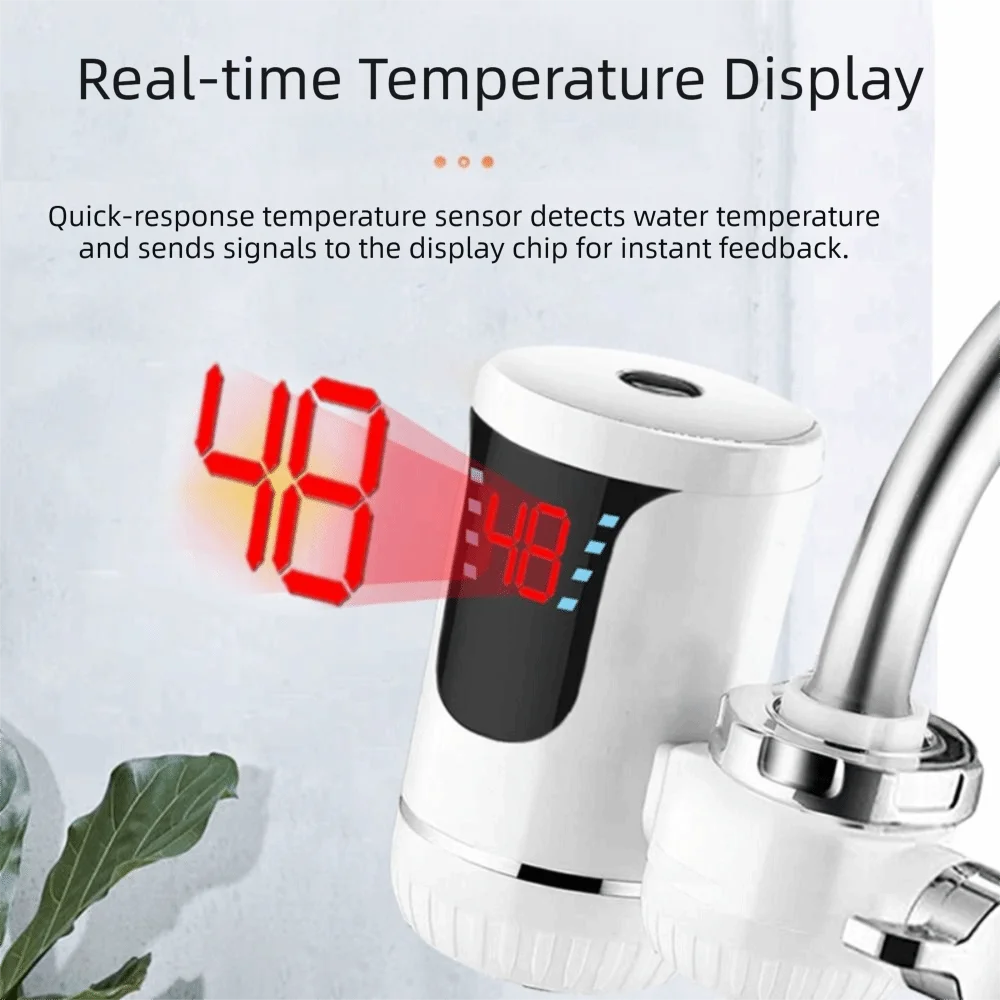 

3000W Power Instant Electric Water Heater Rapid Heating Digital Display Tankless Water Heater Double Modes Rotatable Tap