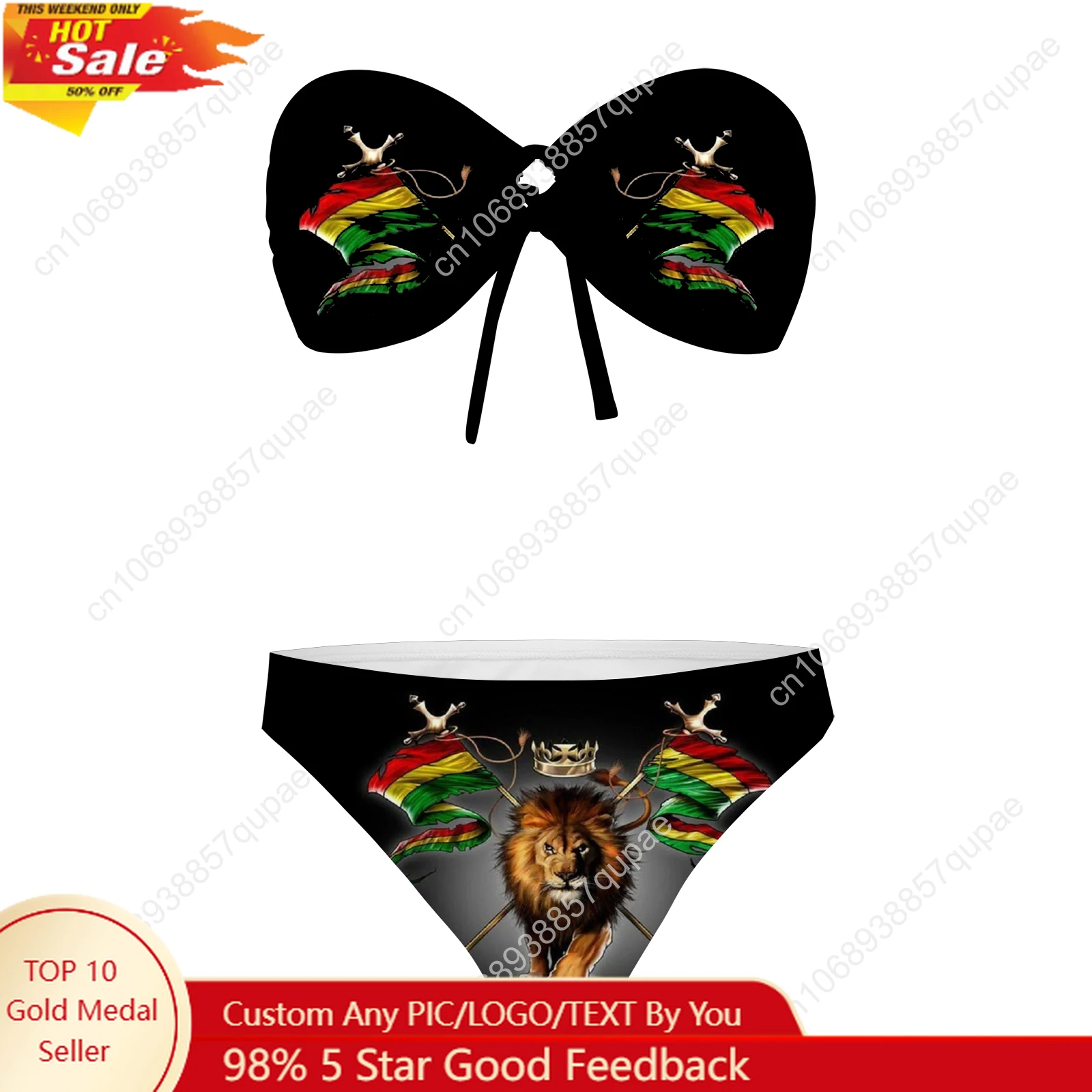 

Reggae Rastafarian Rasta Lion Of JudahStrapless Swimsuit Womens Bathing Suits Fashion Swimwear Pool Beach Sexy Bikini Beachwear